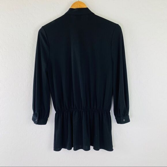 Ann Taylor black peplum dress top with bow at collar detail size small - Picture 3 of 6